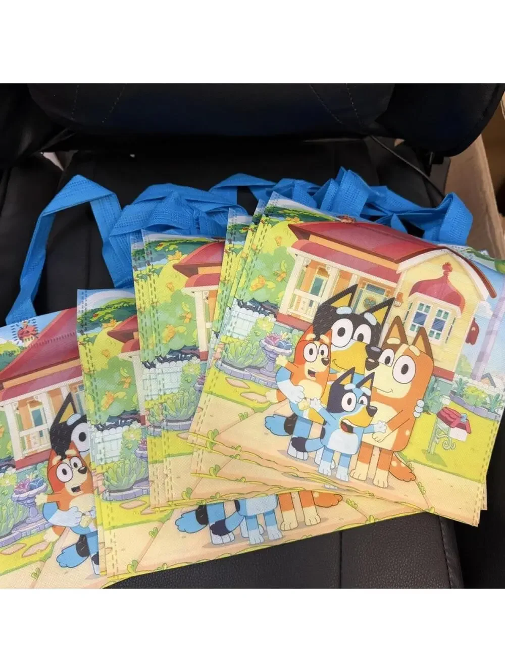 10 Pack Bluey Reusable Birthday Party Favor Tote Bags Gift Bags 8.5x8.75 New